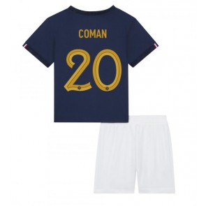 Frankrig Kingsley Coman #20 Replika Babytøj Hjemmebanesæt Børn VM 2022 Kortærmet (+ Korte bukser)